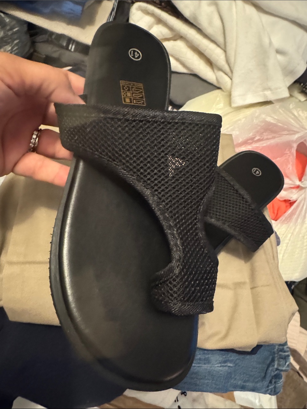 Women's Black Mesh Slide Sandals - Lightweight Comfort